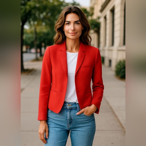 Retro Bright Orange Basketweave Cropped Jacket NWOT size 8 - Picture 1 of 13